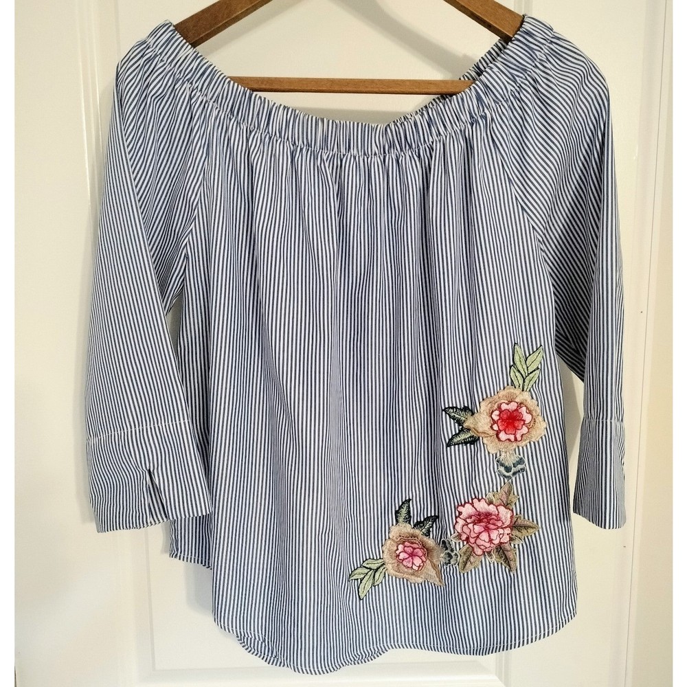 Kontrol Contemporary Embroidered Striped Blouse
